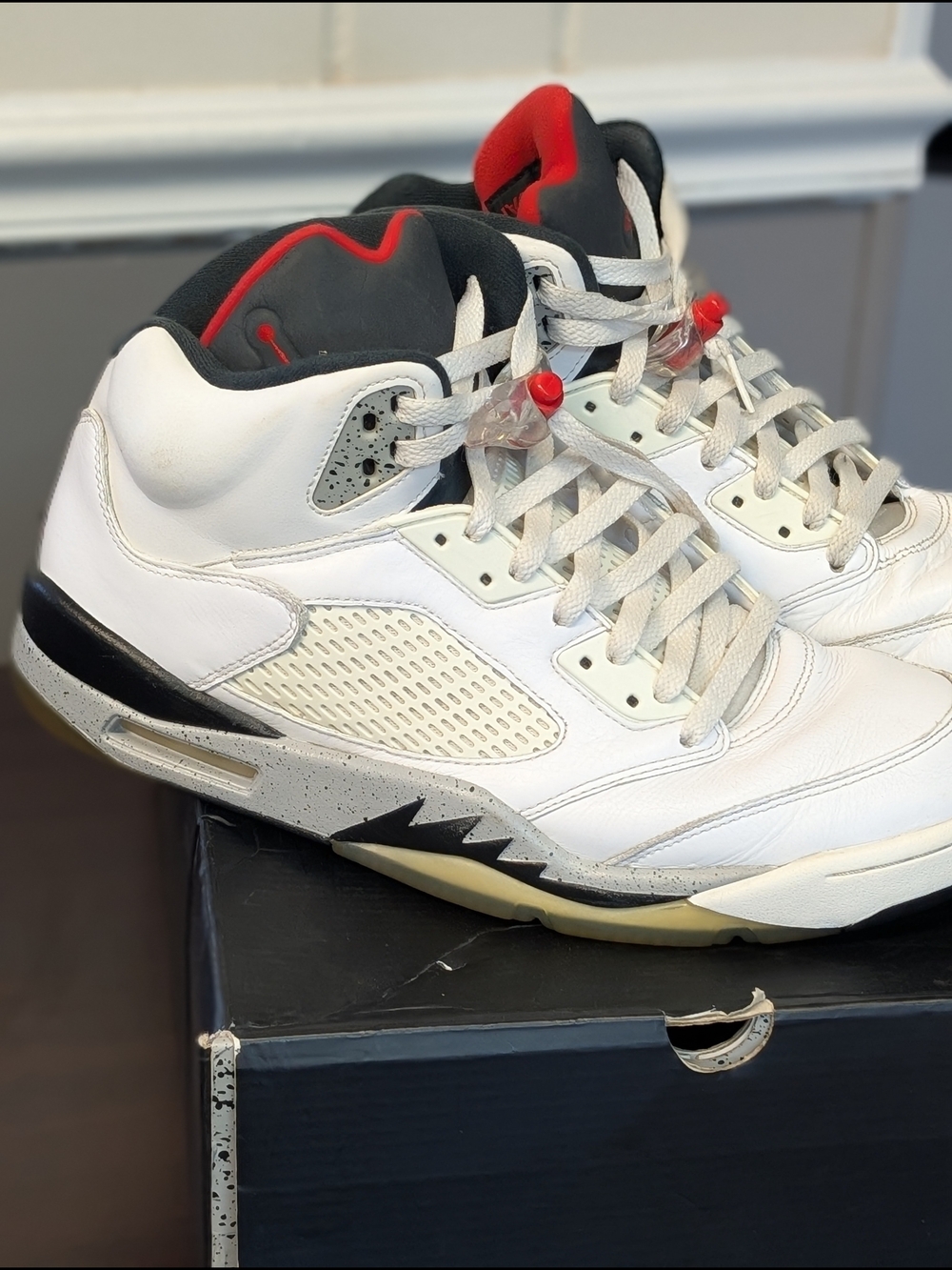 Air Jordan 5 Retro White Black Red - Men